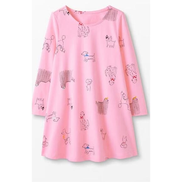 Hanna Andersson Swim Pocket Pink Dog Dress Long Sleeeve Sz 5 - Picture 1 of 9